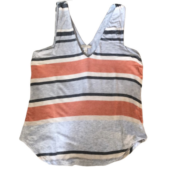 Anthropologie‎ Bordeaux Gray Orange Striped Sleeveless Tank - Picture 7 of 8